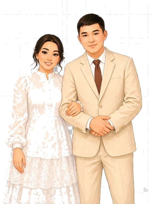 Нұрлыбек пен Мадинаның иллюстрациясы